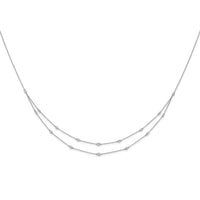 14k White Gold Diamond Multi Station Double Strand Necklace-PM3755-050-WA