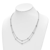 14k White Gold Diamond Multi Station Double Strand Necklace-PM3755-050-WA