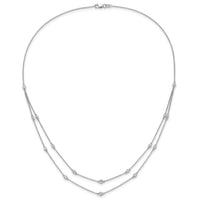 14k White Gold Diamond Multi Station Double Strand Necklace-PM3755-050-WA