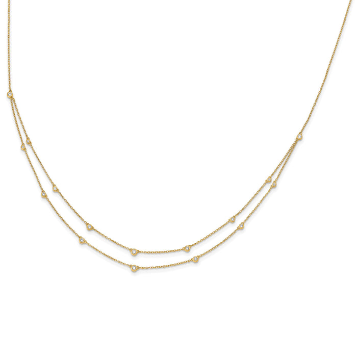14k Diamond Multi Station Double Strand Necklace-PM3755-050-YA