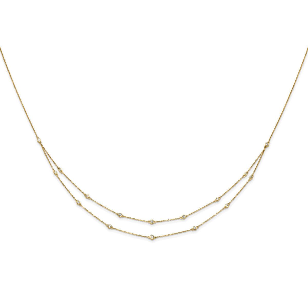 14k Diamond Multi Station Double Strand Necklace-PM3755-050-YA