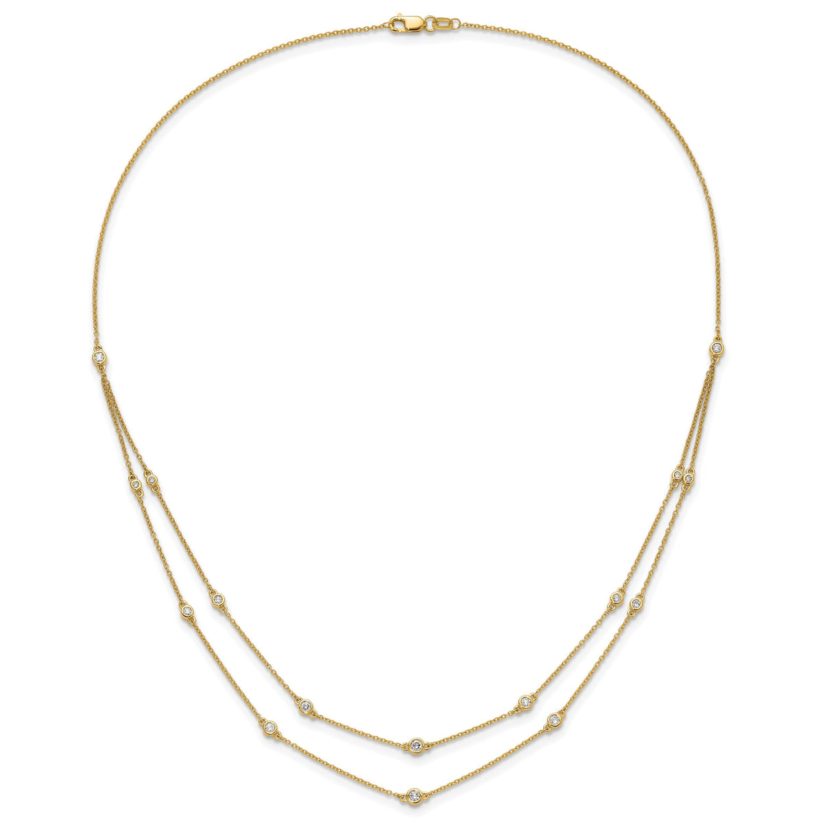 14k Diamond Multi Station Double Strand Necklace-PM3755-050-YA