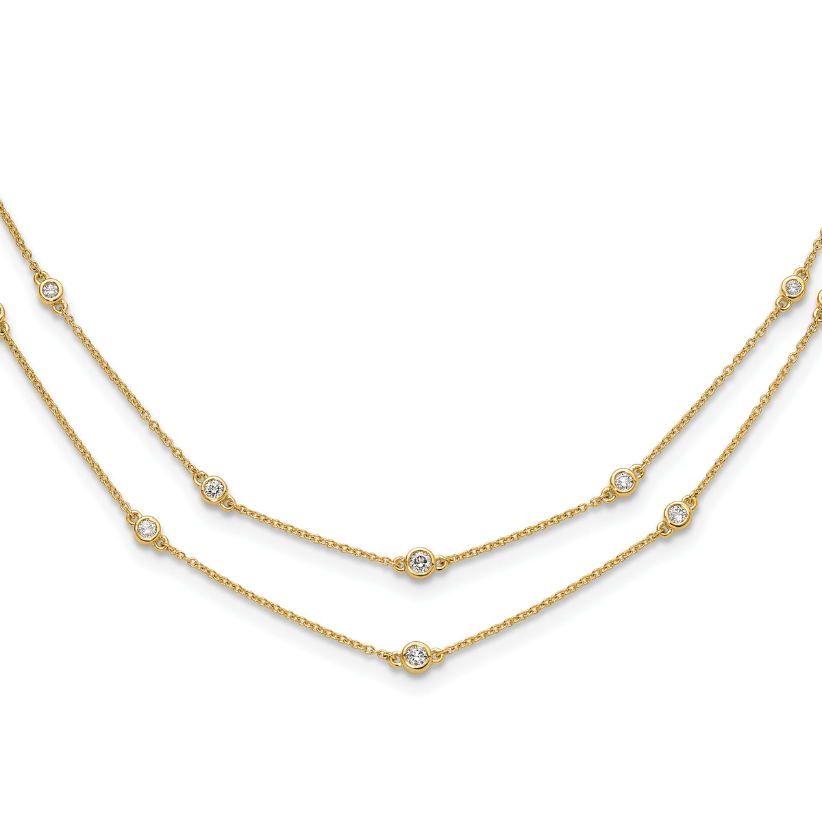 14k Diamond Multi Station Double Strand Necklace-PM3755-050-YA