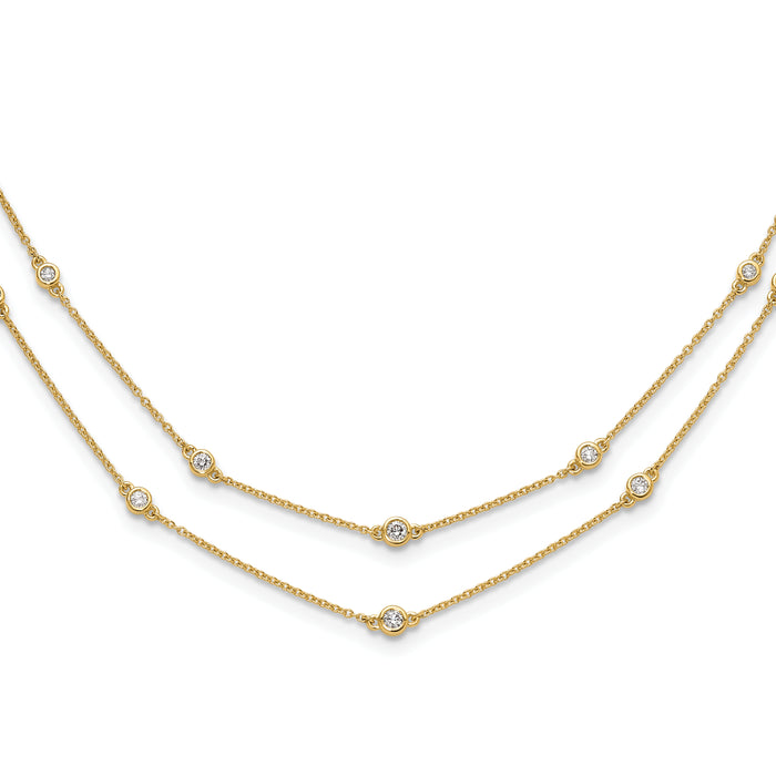 14k Diamond Multi Station Double Strand Necklace-PM3755-050-YA