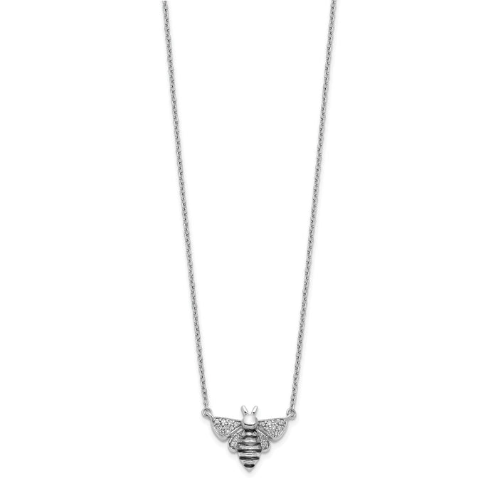14k White Gold Diamond Bee 18 inch Necklace-PM3757-010-WA