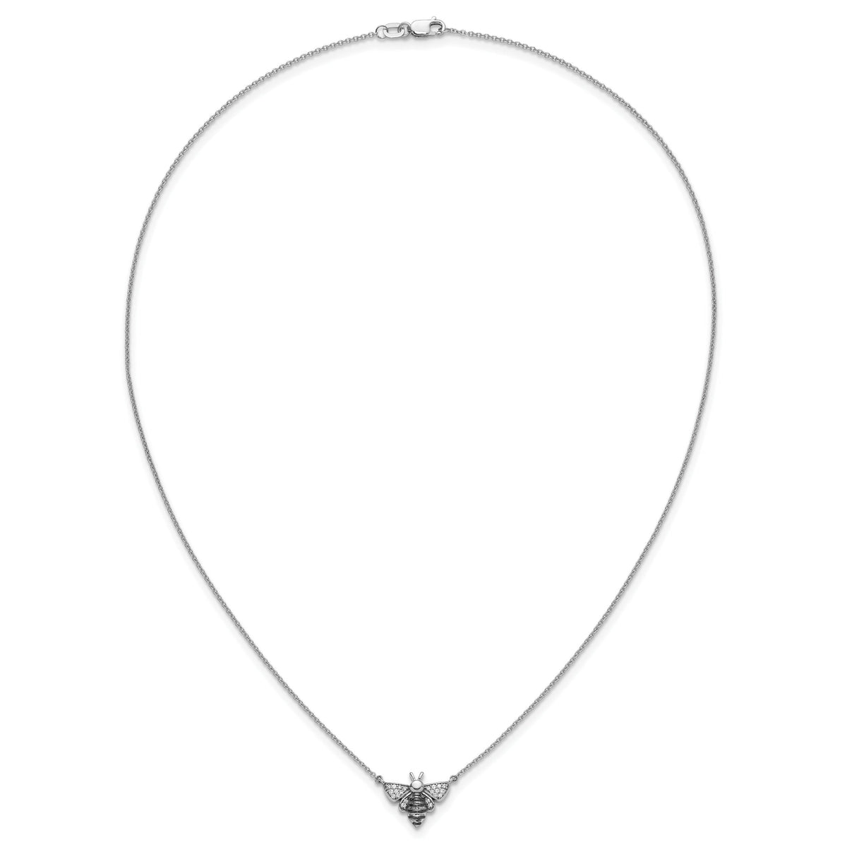 14k White Gold Diamond Bee 18 inch Necklace-PM3757-010-WA