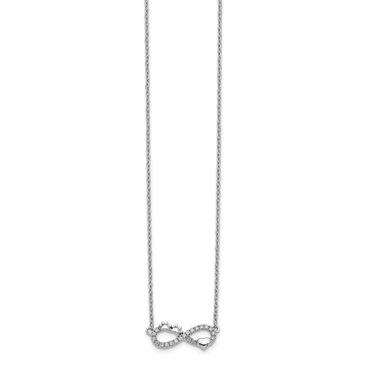 14k White Gold Diamond Infinity Pawprint/Heart 18 inch Necklace-PM3763-010-WA