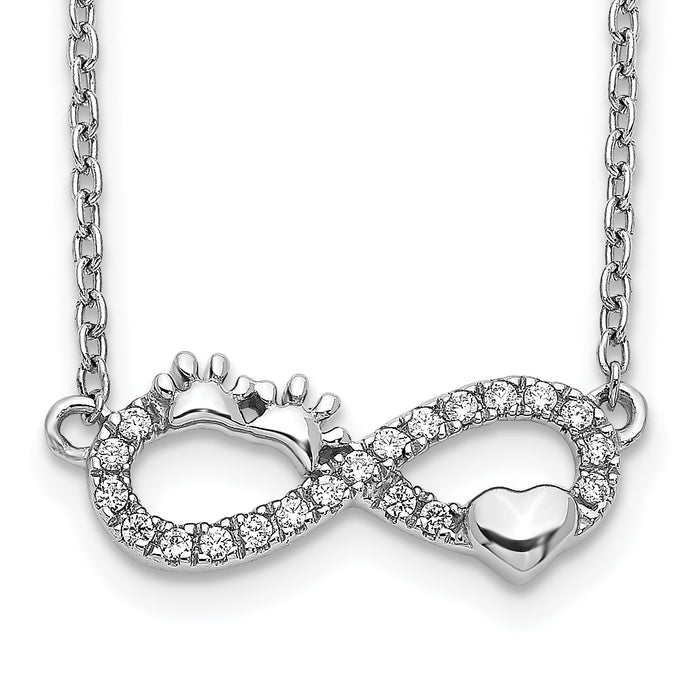14k White Gold Diamond Infinity Pawprint/Heart 18 inch Necklace-PM3763-010-WA
