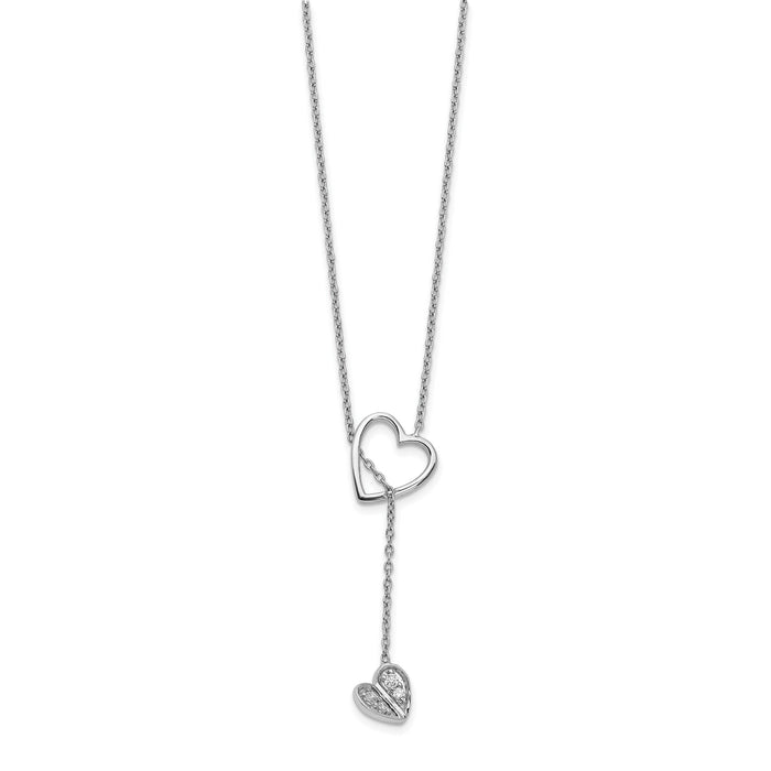 14k White Gold Diamond Heart w/dangle 18 inch Necklace-PM3769-008-WA