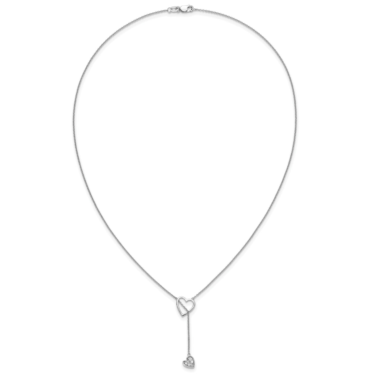 14k White Gold Diamond Heart w/dangle 18 inch Necklace-PM3769-008-WA