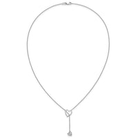 14k White Gold Diamond Heart w/dangle 18 inch Necklace-PM3769-008-WA