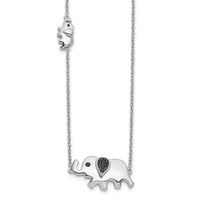 14k White Gold Black Diamond Elephant 18 inch Necklace-PM3771-BK-005-WA