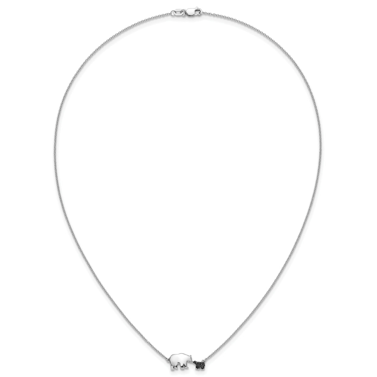 14k White Gold Black Diamond Mother and Baby Bear 18 in Necklace-PM3774-BK-005-WA