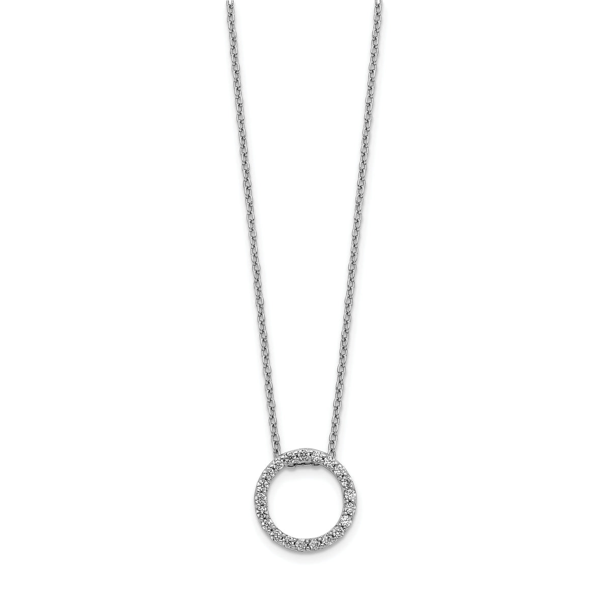 14k White Gold Diamond Circle 18 inch Necklace-PM3781-025-WA