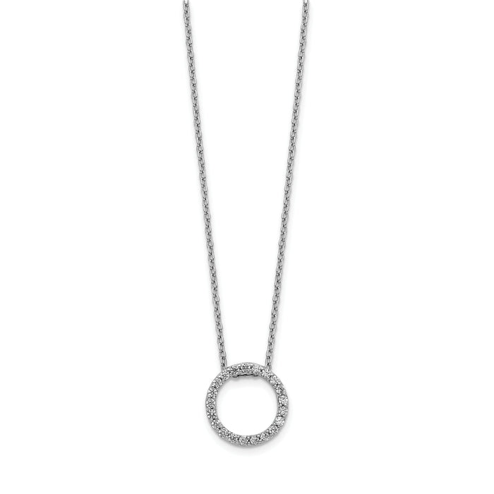 14k White Gold Diamond Circle 18 inch Necklace-PM3781-025-WA