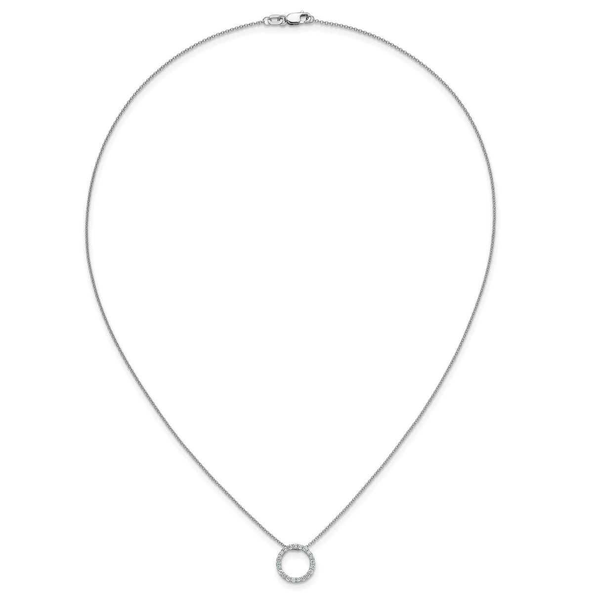 14k White Gold Diamond Circle 18 inch Necklace-PM3781-025-WA
