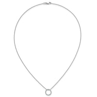 14k White Gold Diamond Circle 18 inch Necklace-PM3781-025-WA