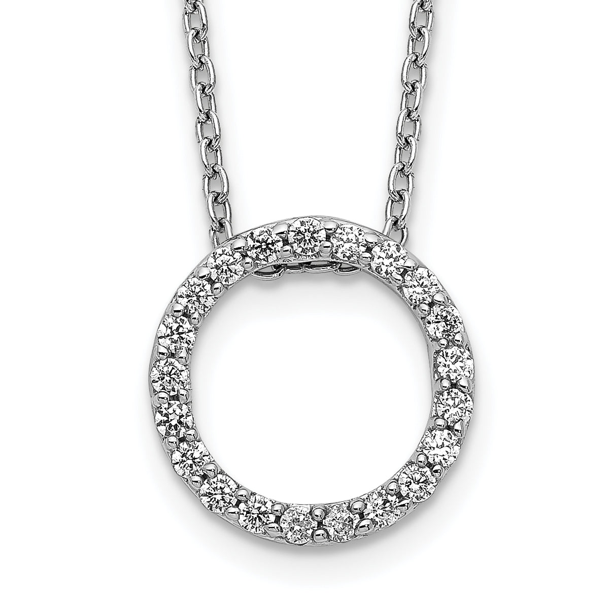 14k White Gold Diamond Circle 18 inch Necklace-PM3781-025-WA