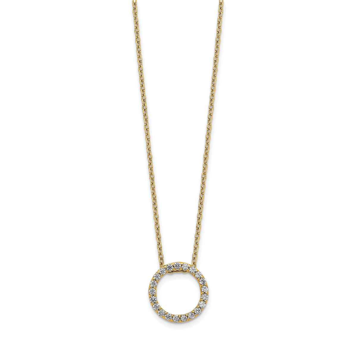 14k Diamond Circle 18 inch Necklace-PM3781-025-YA