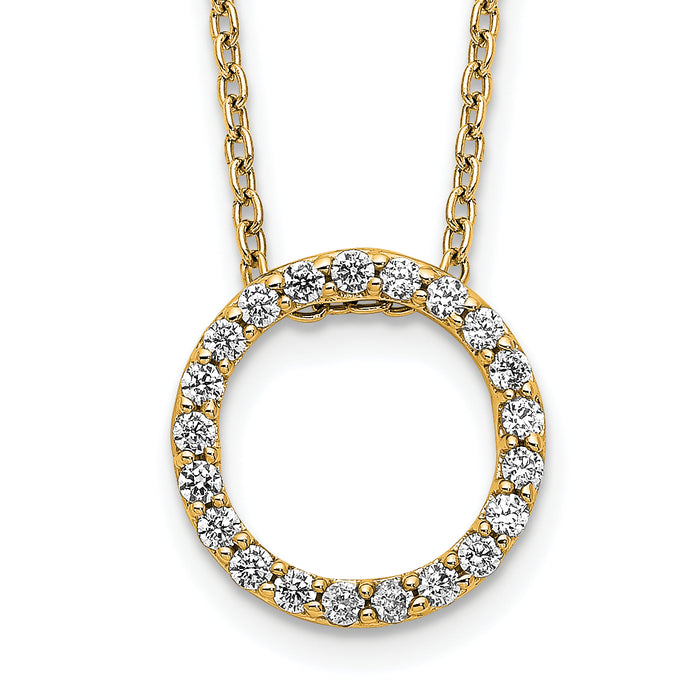14k Diamond Circle 18 inch Necklace-PM3781-025-YA