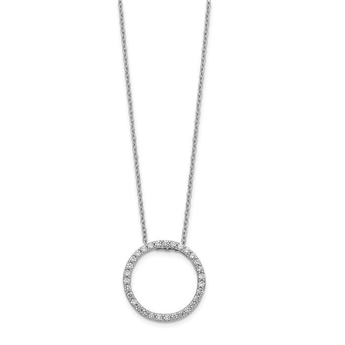 14k White Gold Diamond Circle 18 inch Necklace-PM3781-050-WA