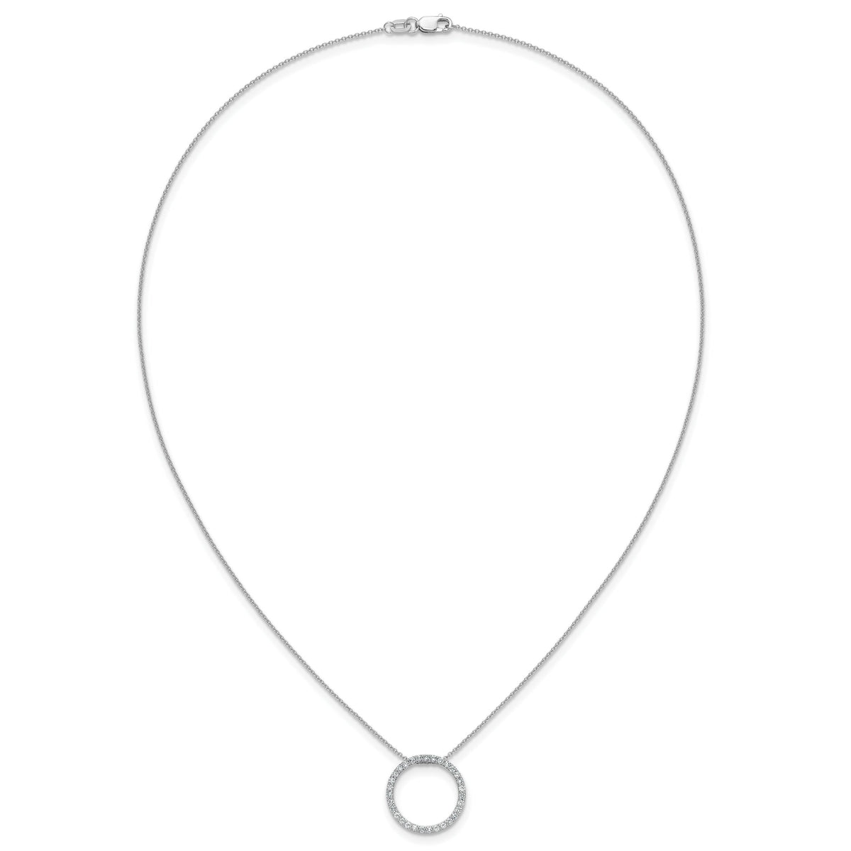 14k White Gold Diamond Circle 18 inch Necklace-PM3781-050-WA