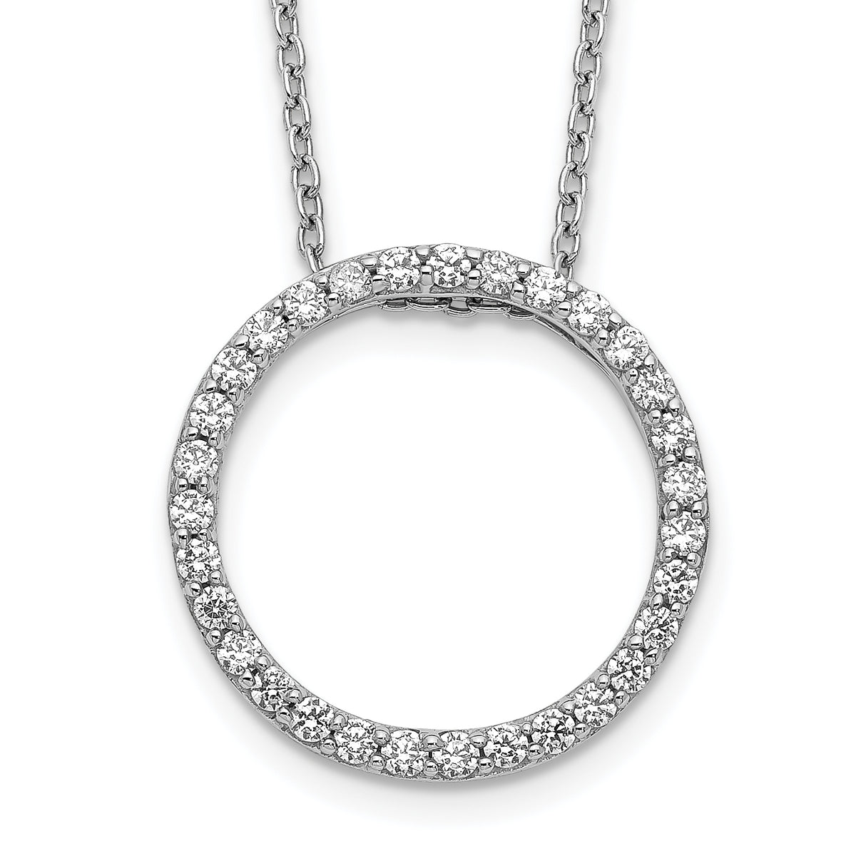 14k White Gold Diamond Circle 18 inch Necklace-PM3781-050-WA