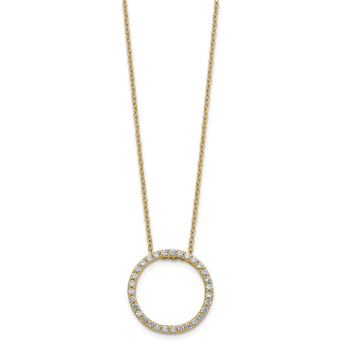 14k Diamond Circle 18 inch Necklace-PM3781-050-YA