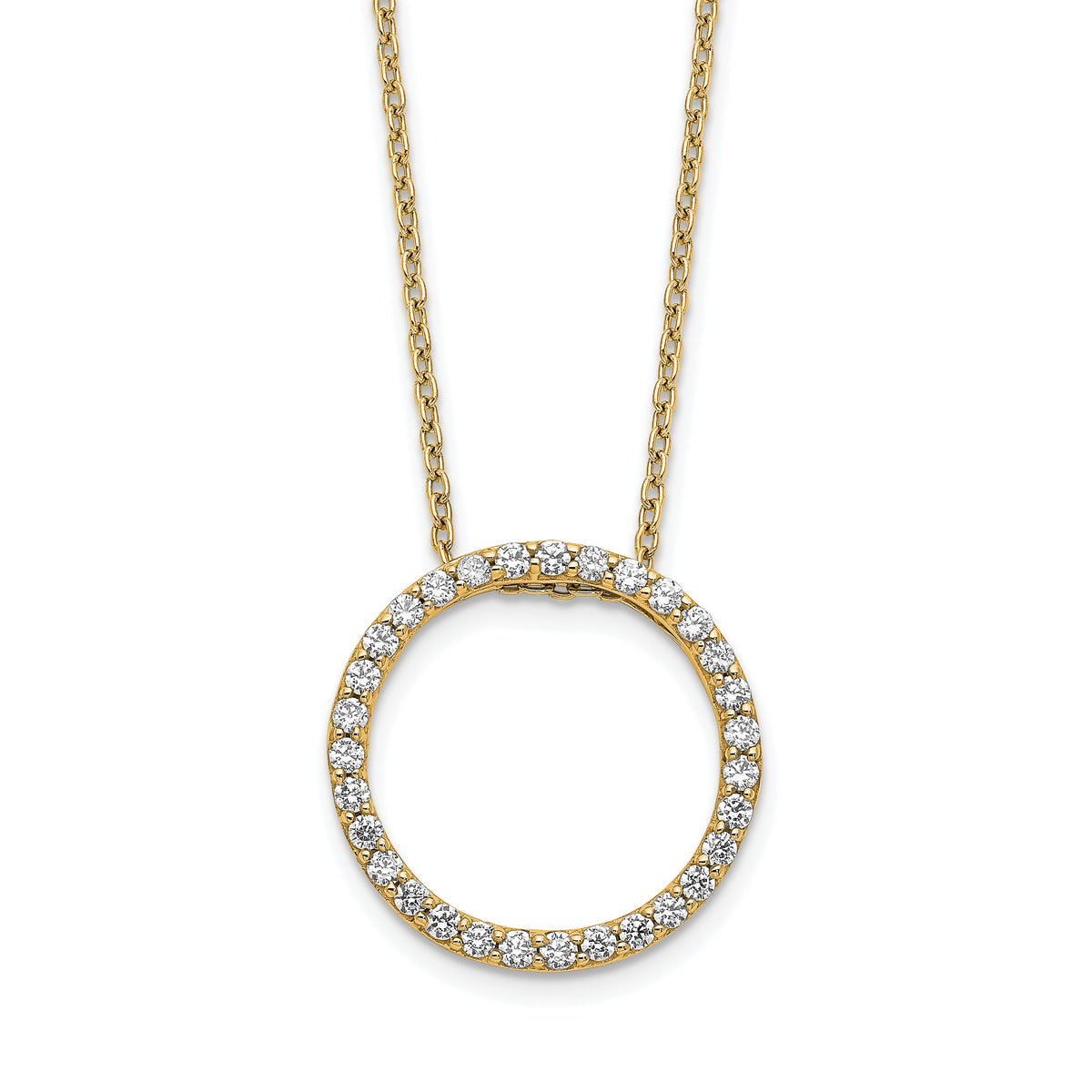 14k Diamond Circle 18 inch Necklace-PM3781-050-YA