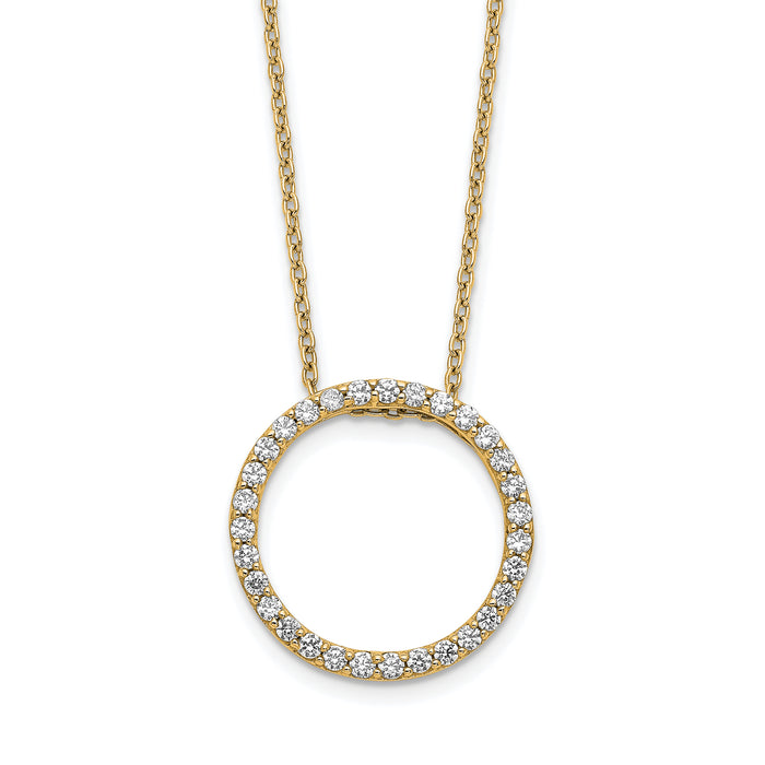 14k Diamond Circle 18 inch Necklace-PM3781-050-YA