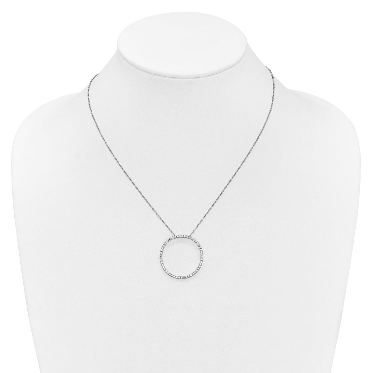 14k White Gold Diamond Circle 18 inch Necklace-PM3781-080-WA