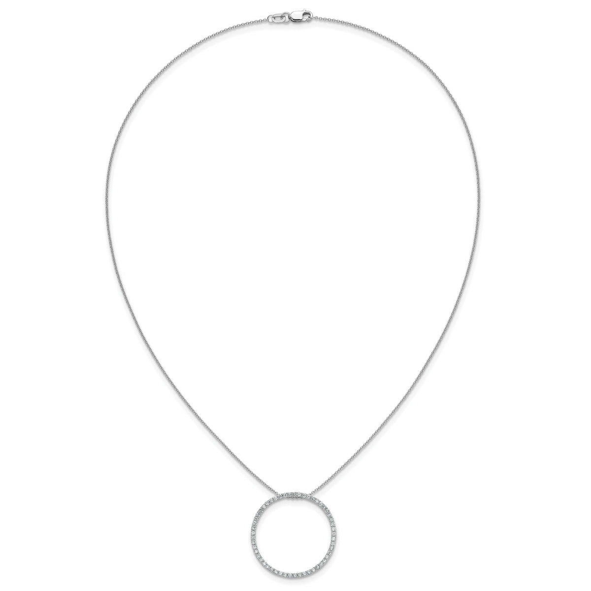 14k White Gold Diamond Circle 18 inch Necklace-PM3781-080-WA
