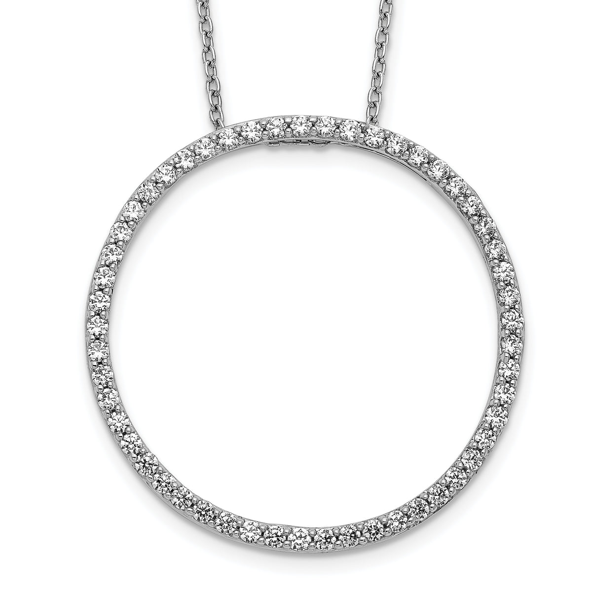 14k White Gold Diamond Circle 18 inch Necklace-PM3781-080-WA