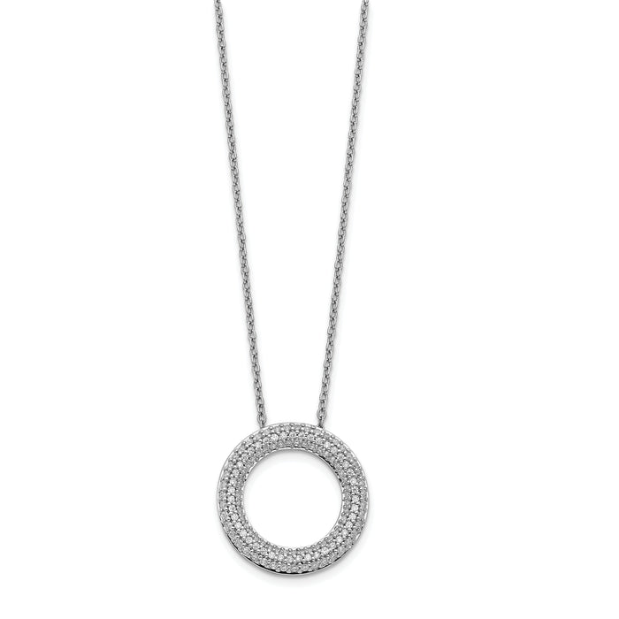 14k White Gold Diamond Circle 18 inch Necklace-PM3789-060-WA