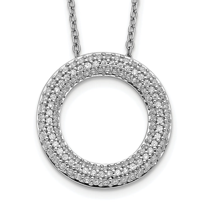 14k White Gold Diamond Circle 18 inch Necklace-PM3789-060-WA