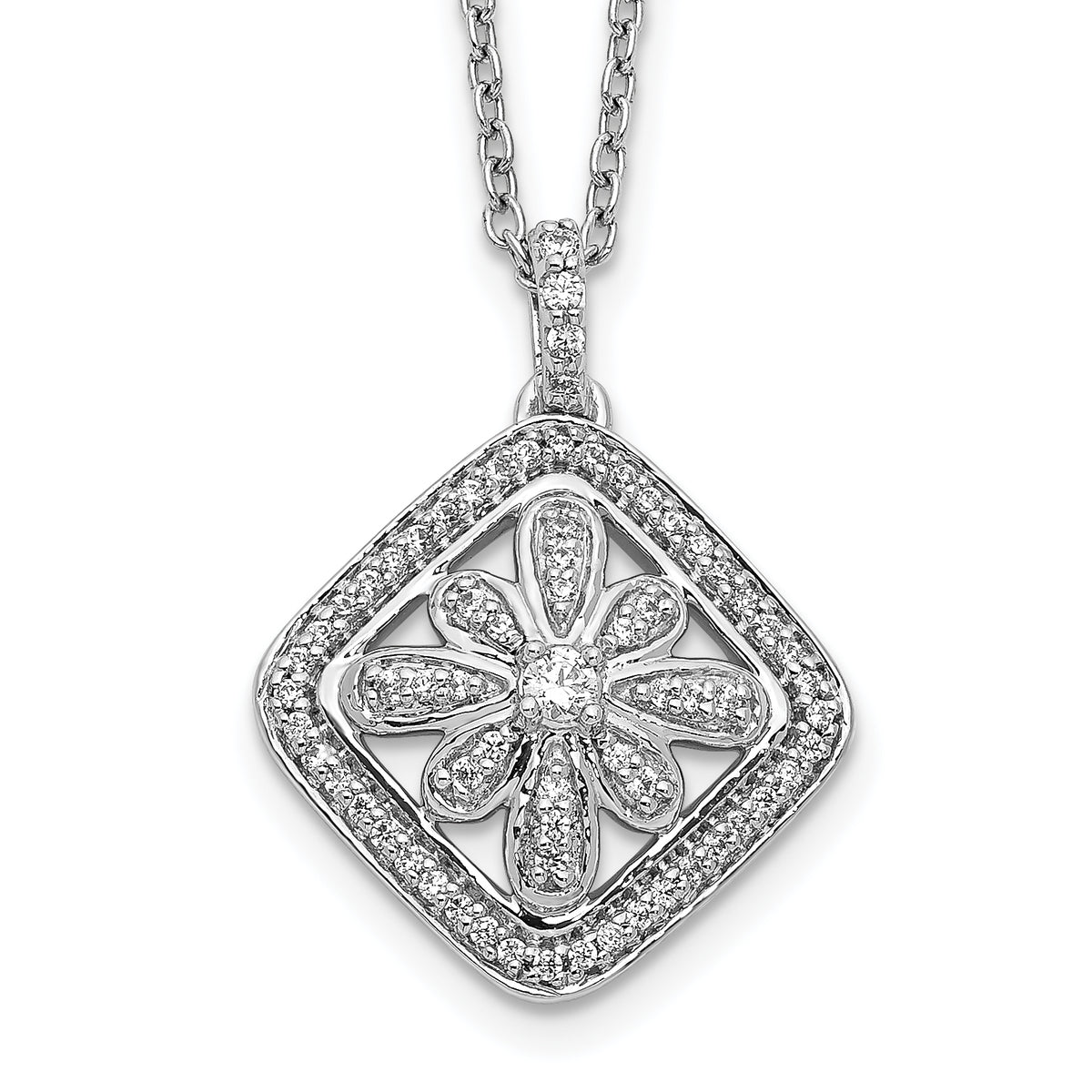 14k White Gold Diamond Vintage 18 inch Necklace-PM3794-025-WA