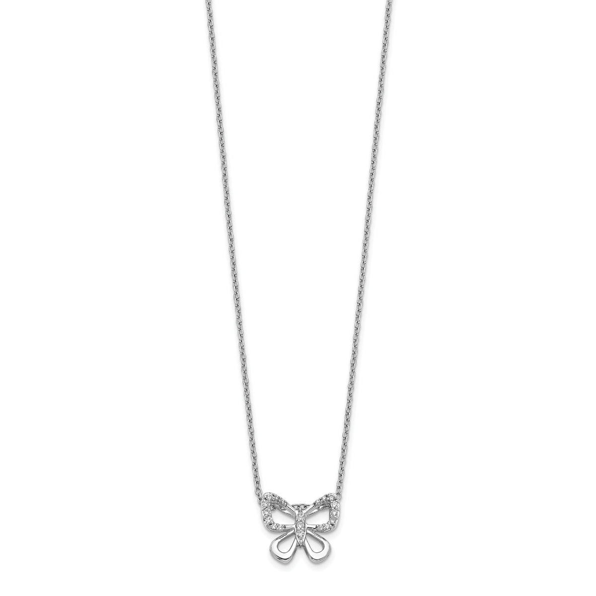 14k White Gold Diamond Butterfly 18 inch Necklace-PM3796-010-WA