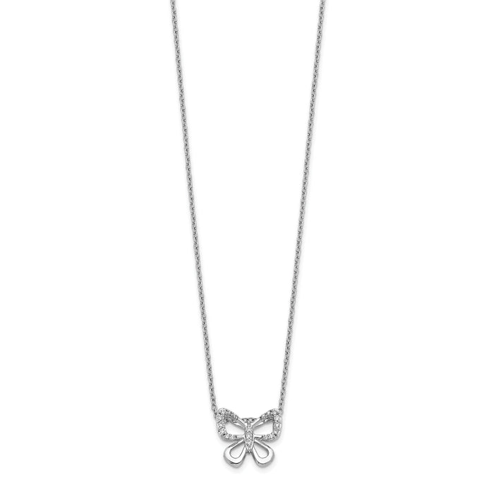 14k White Gold Diamond Butterfly 18 inch Necklace-PM3796-010-WA