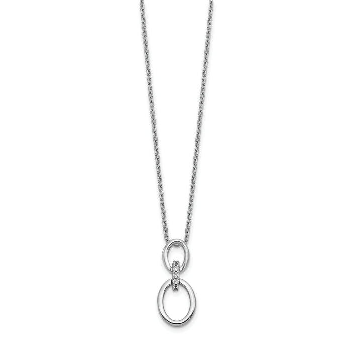 14k White Gold Diamond Ovals 18 inch Necklace-PM3802-004-WA