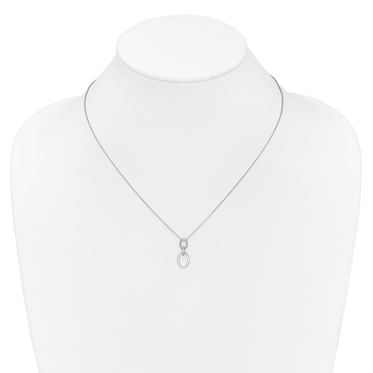 14k White Gold Diamond Ovals 18 inch Necklace-PM3802-004-WA