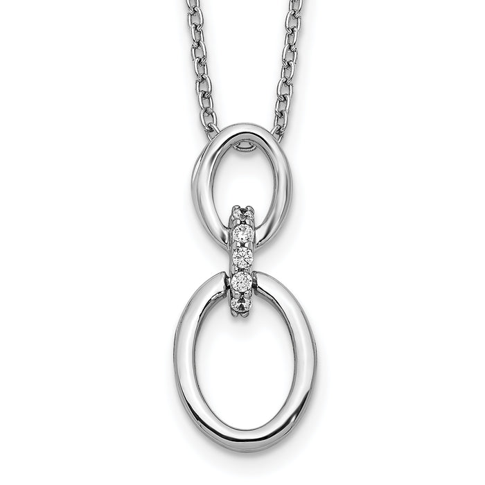 14k White Gold Diamond Ovals 18 inch Necklace-PM3802-004-WA