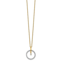 14k Two-tone Diamond Circle 18 inch Necklace-PM3803-020-YWA
