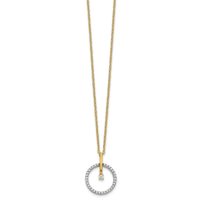 14k Two-tone Diamond Circle 18 inch Necklace-PM3803-020-YWA