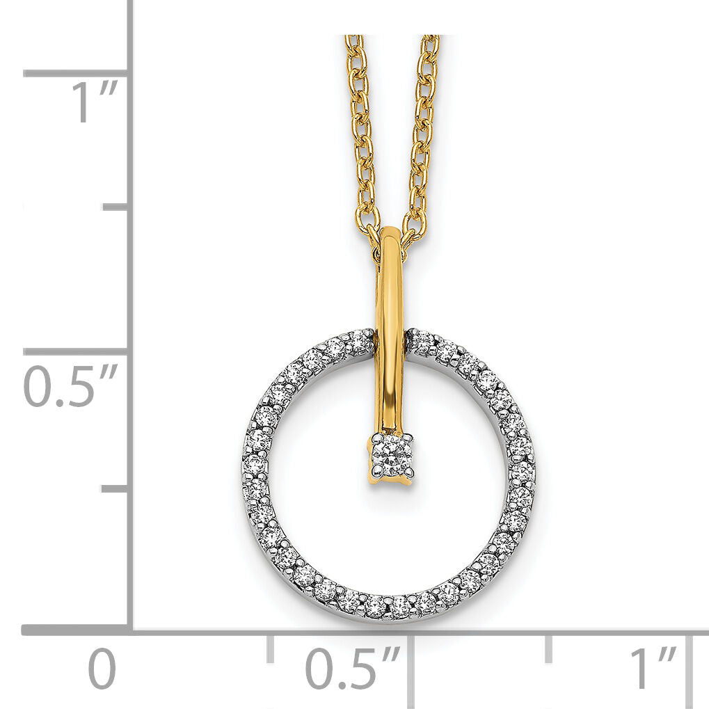 14k Two-tone Diamond Circle 18 inch Necklace-PM3803-020-YWA