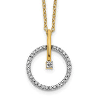 14k Two-tone Diamond Circle 18 inch Necklace-PM3803-020-YWA