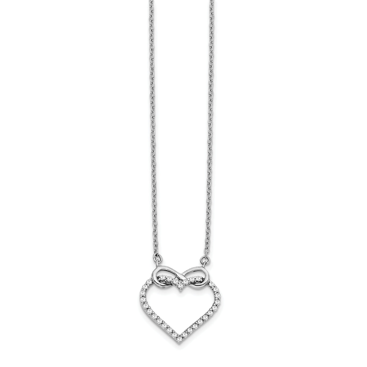 14k White Gold Diamond Heart Infinity 18 inch Necklace-PM3805-025-WA