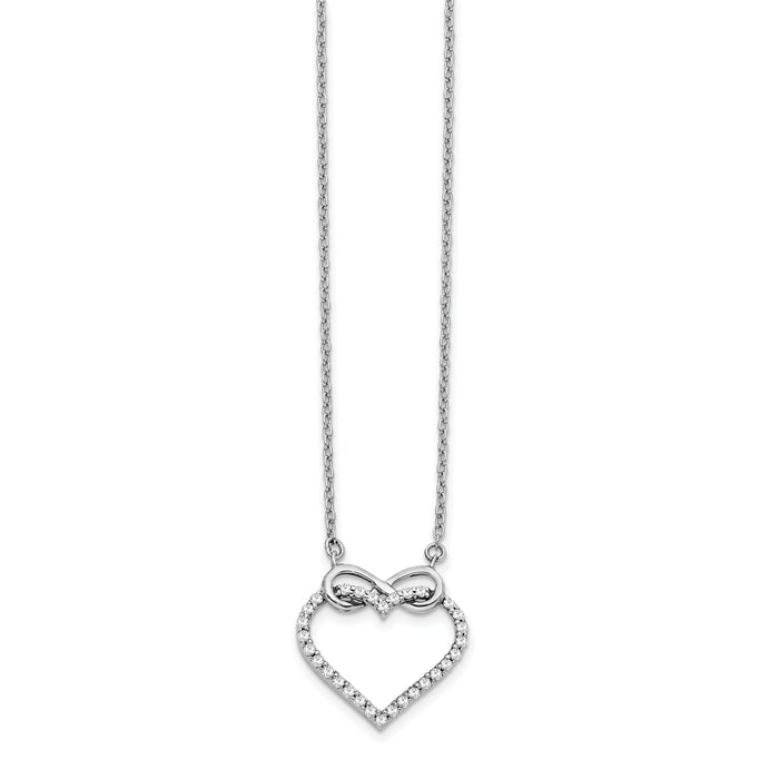 14k White Gold Diamond Heart Infinity 18 inch Necklace-PM3805-025-WA