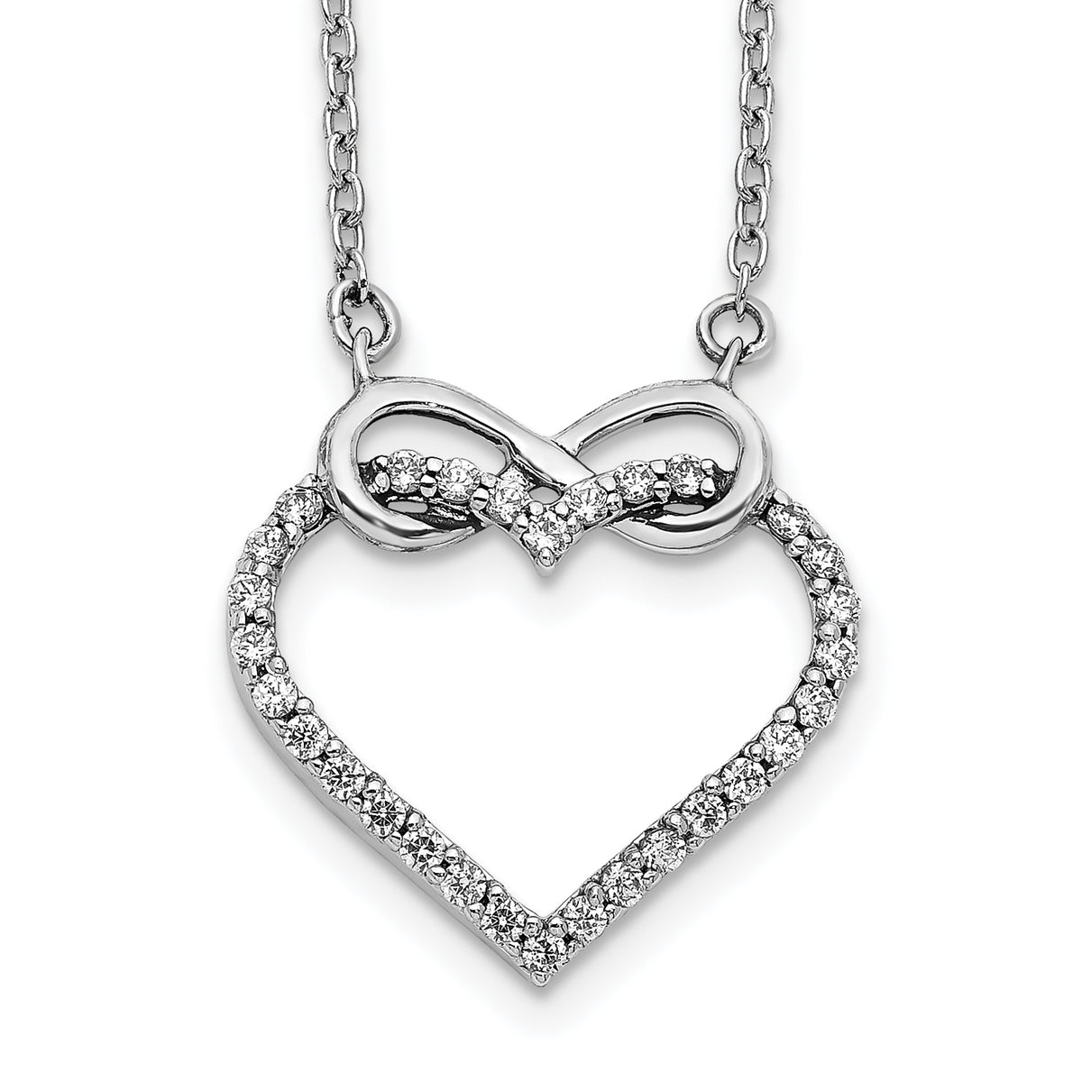 14k White Gold Diamond Heart Infinity 18 inch Necklace-PM3805-025-WA