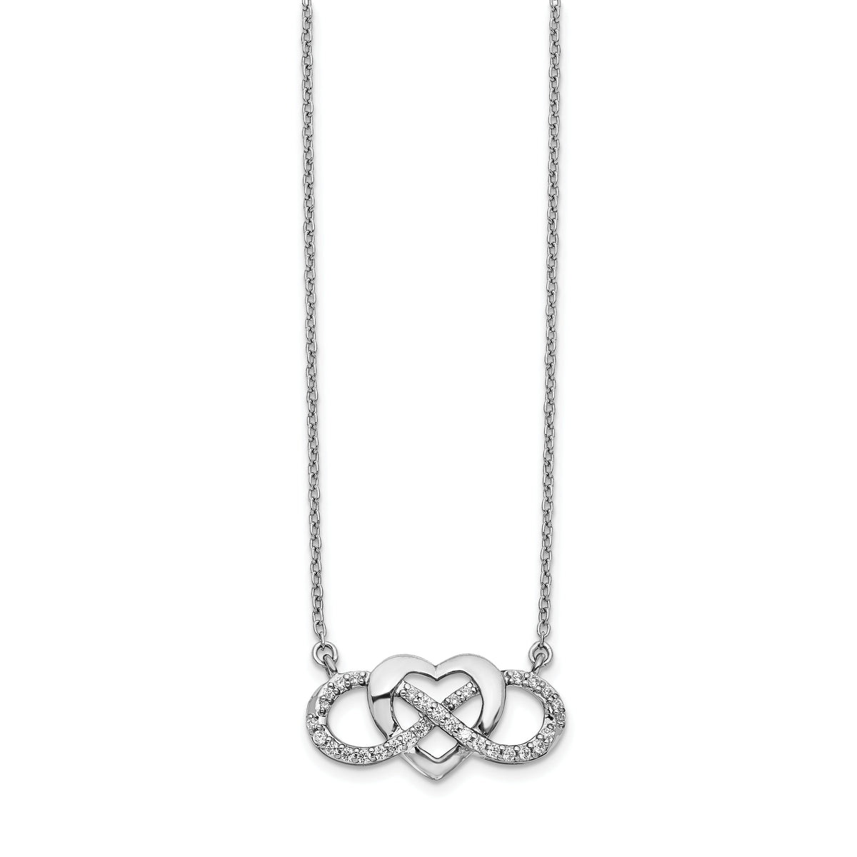 14k White Gold Diamond Infinity Heart 18 inch Necklace-PM3806-020-WA