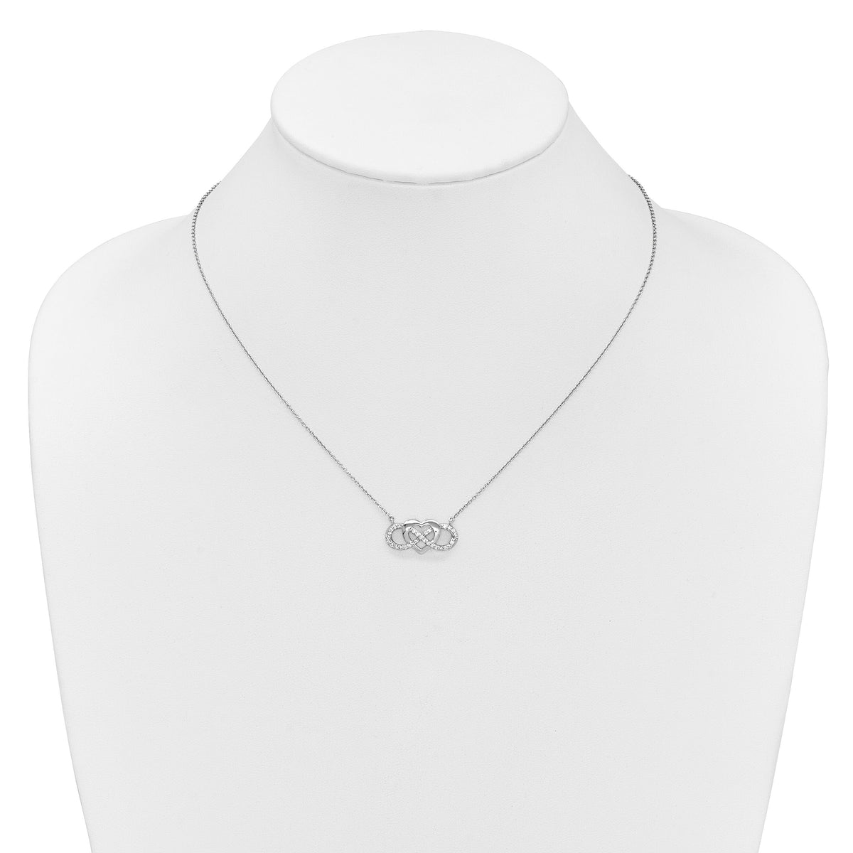 14k White Gold Diamond Infinity Heart 18 inch Necklace-PM3806-020-WA